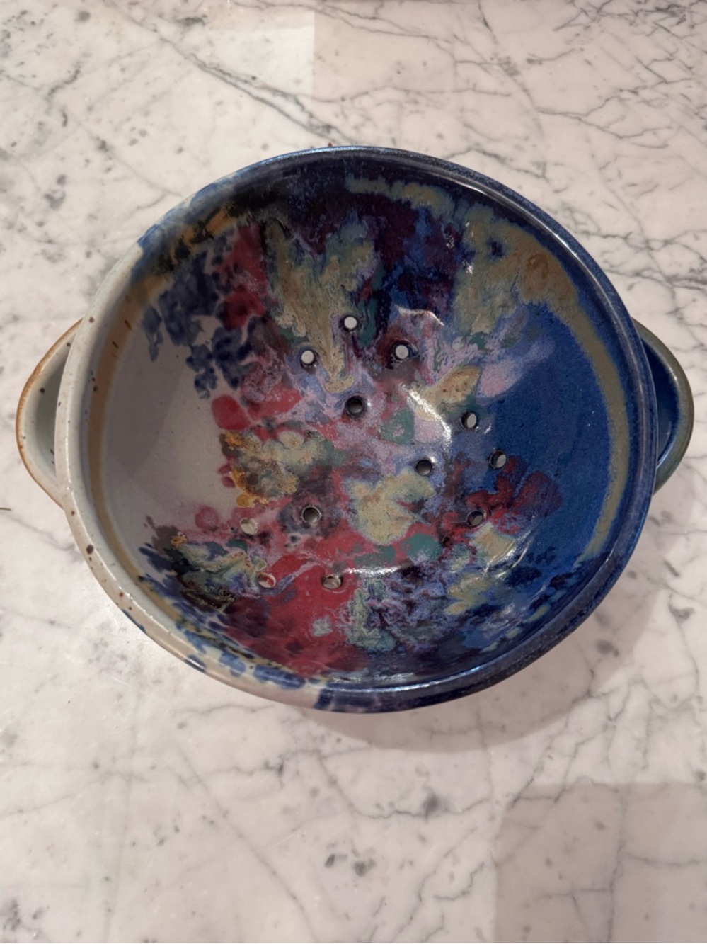 Handmade ceramic colander, like new. 8x3 1/2.